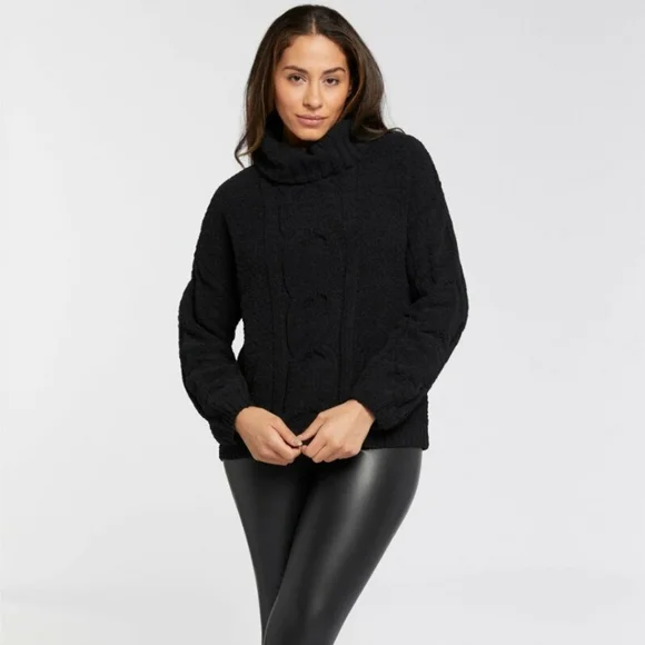 Seven7 Black Chenille Cowl Neck Sweater - Picture 3 of 14